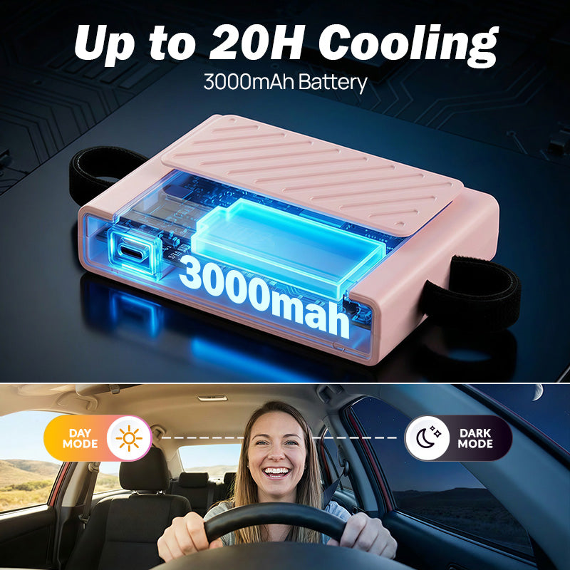 Car Cooling Fan for Backseat Front Rear Seat Clip on Sun Visor Fan Pink 3000mAh Rechargeable Battery for SUV RV UTV Truck
