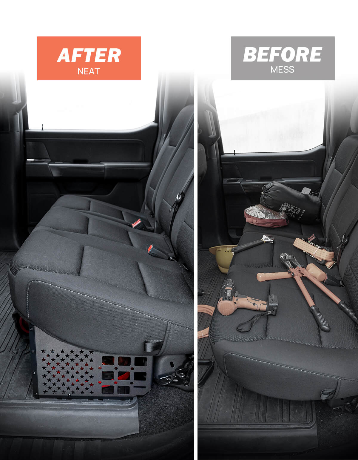 Under Seat Storage Molle Panel for F-150 2015–2025 & F-250/F-350 SuperCrew