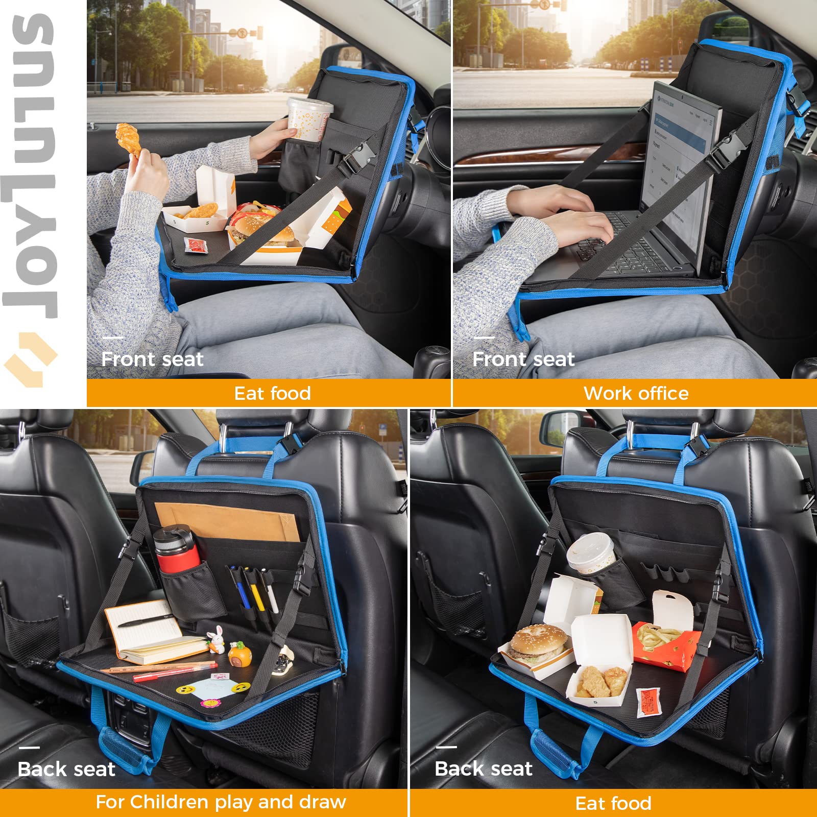 3 in 1 Steering Wheel Eating Tray, Car Back Seat Laptop Desk Gray