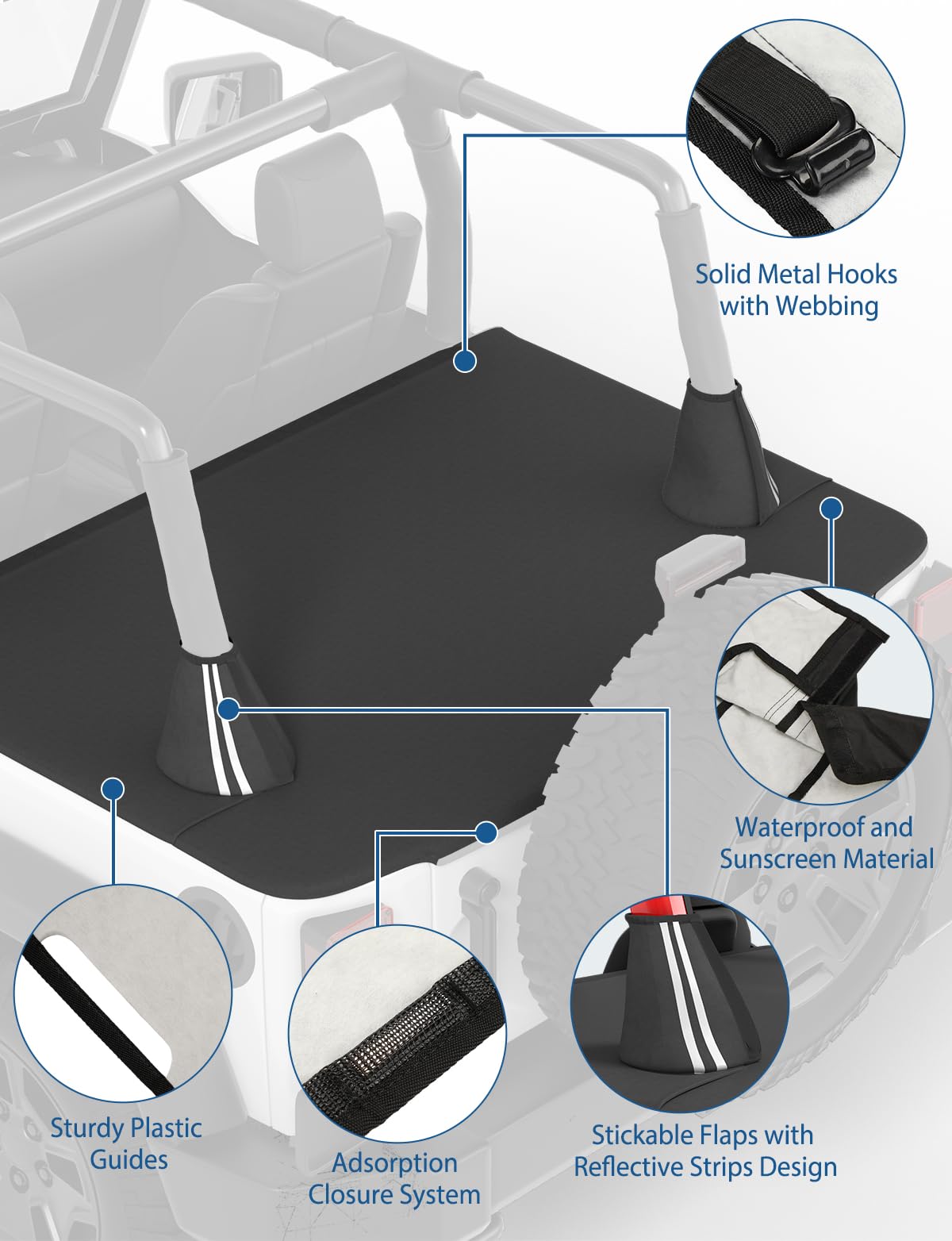 Tonneau Cover for Wrangler JK 2-Door 2007–2018, Cargo Trunk Cover