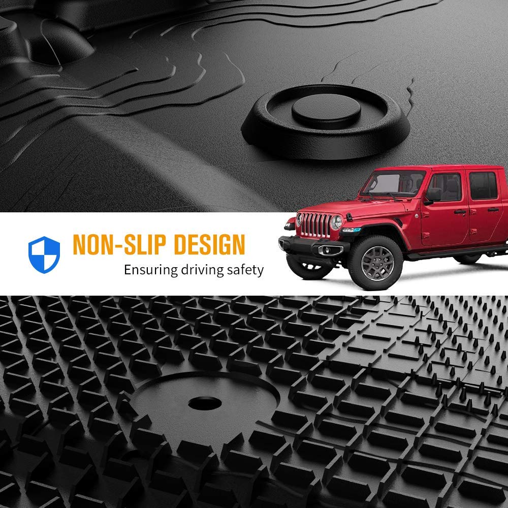Floor Mats for Gladiator JT 4-Door 2020–2026, All-Weather Liners