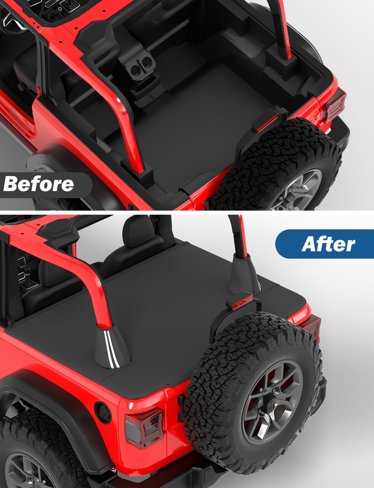 Tonneau Cover for Wrangler JL 2-Door, Trunk Cargo & Tailgate Cover