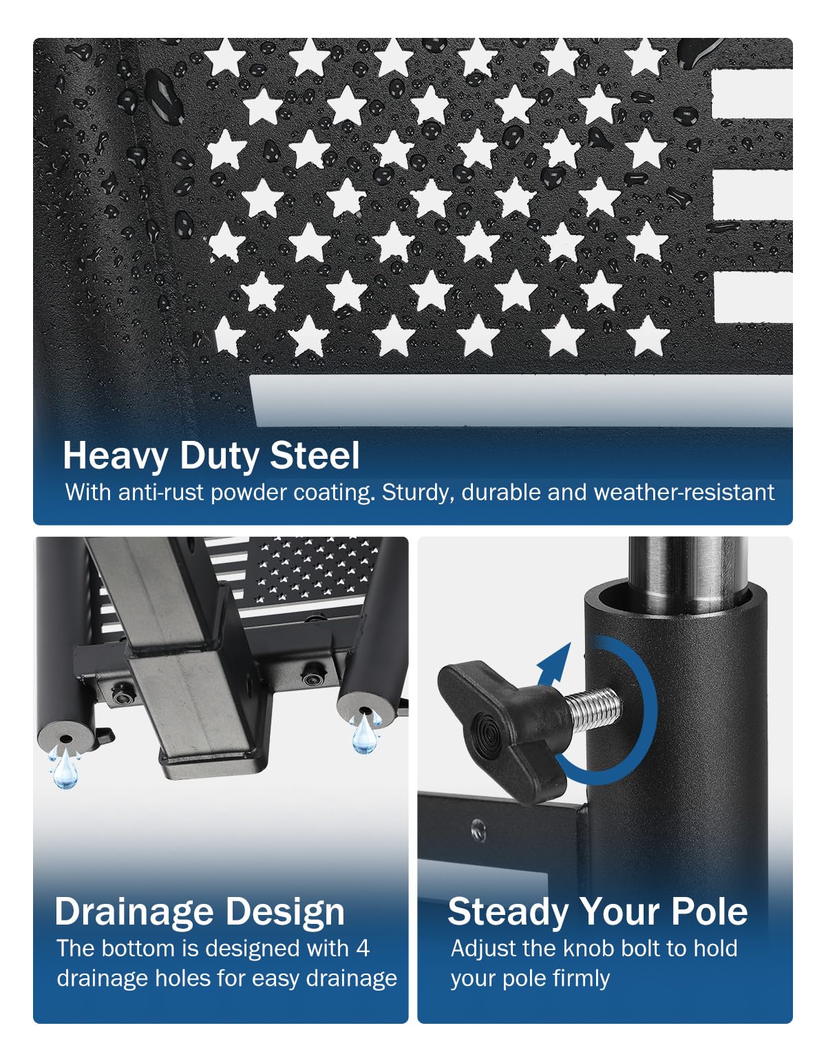 Flag Pole Holder Hitch Mount for Standard 2" Receivers