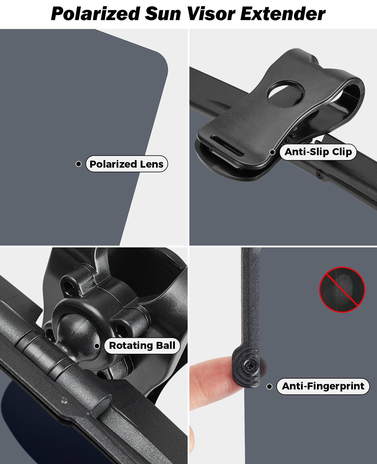 Polarized Sun Visor Extender for Car, UV400 Anti-Glare Shield