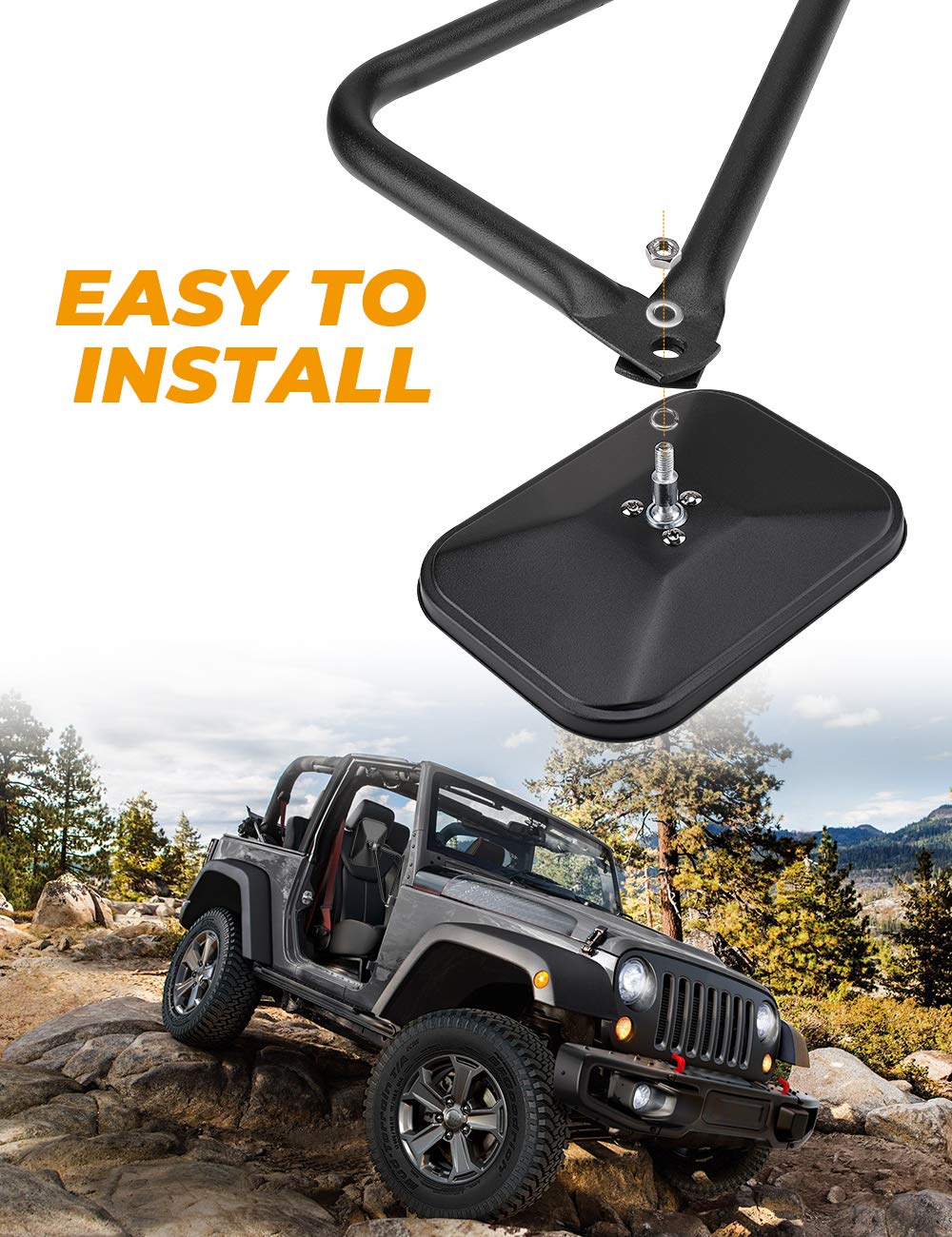 Mirrors Doors Off Fit for 1987-2026 Wrangler YJ TJ JK JKU JL JLU JT Gladiator