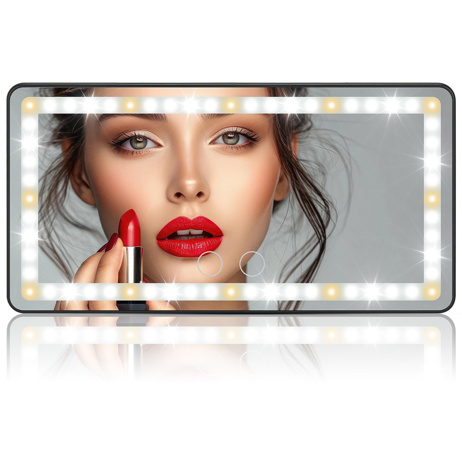 Car Sun Visor Vanity Mirror with Lights, Rechargeable 60 LED
