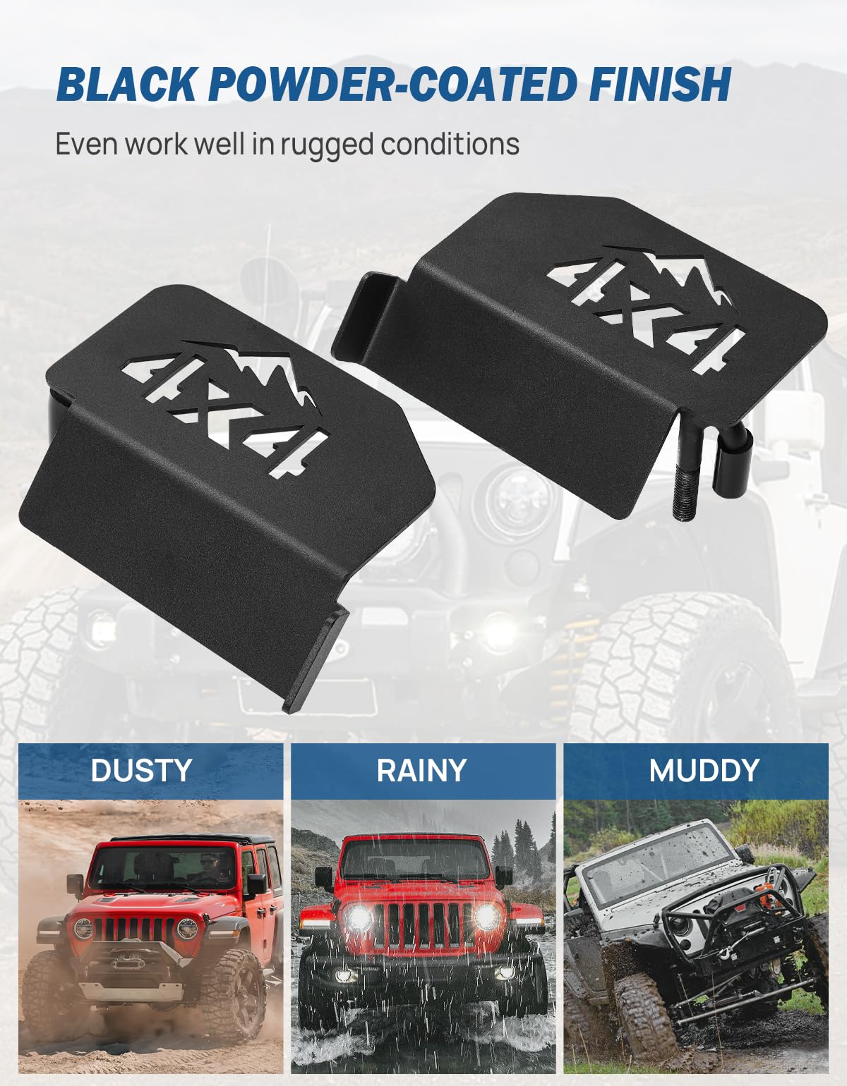 120° Foot Pegs for Wrangler JK JL & Gladiator JT 2007–2024 4X4 Pattern