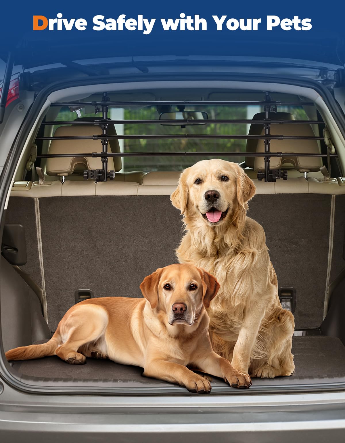 Adjustable Dog Car Barrier for Vehicles, 32" to 57" Width