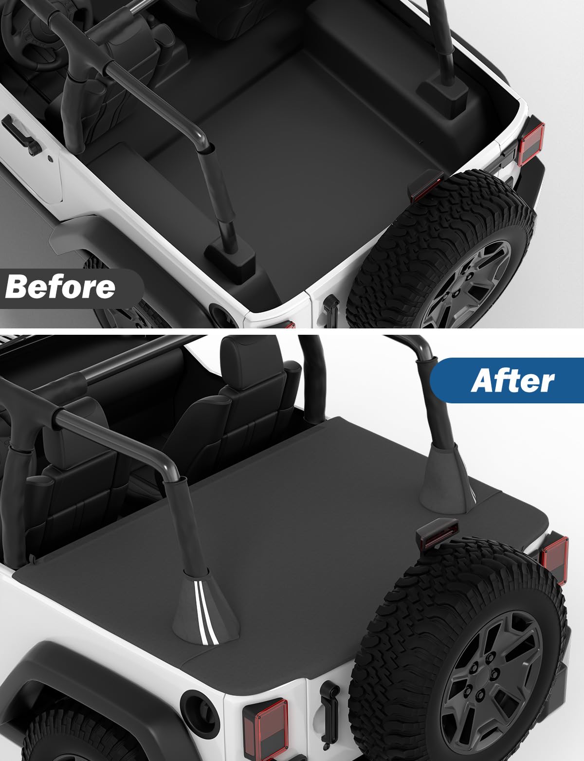 Tonneau Cover for Wrangler JK 2-Door 2007–2018, Cargo Trunk Cover