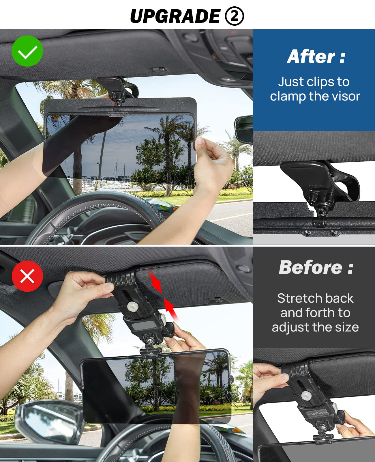 Polarized Sun Visor Extender for Car, UV400 Anti-Glare Shield