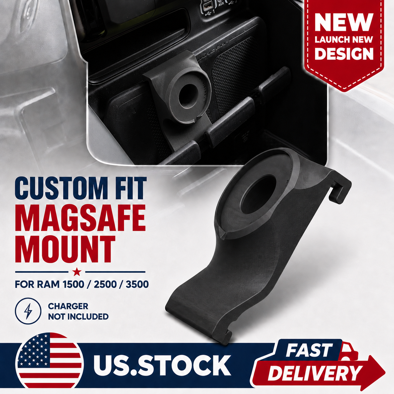 3D Printed 25W MagSafe Mount Adapter for Ram Trucks