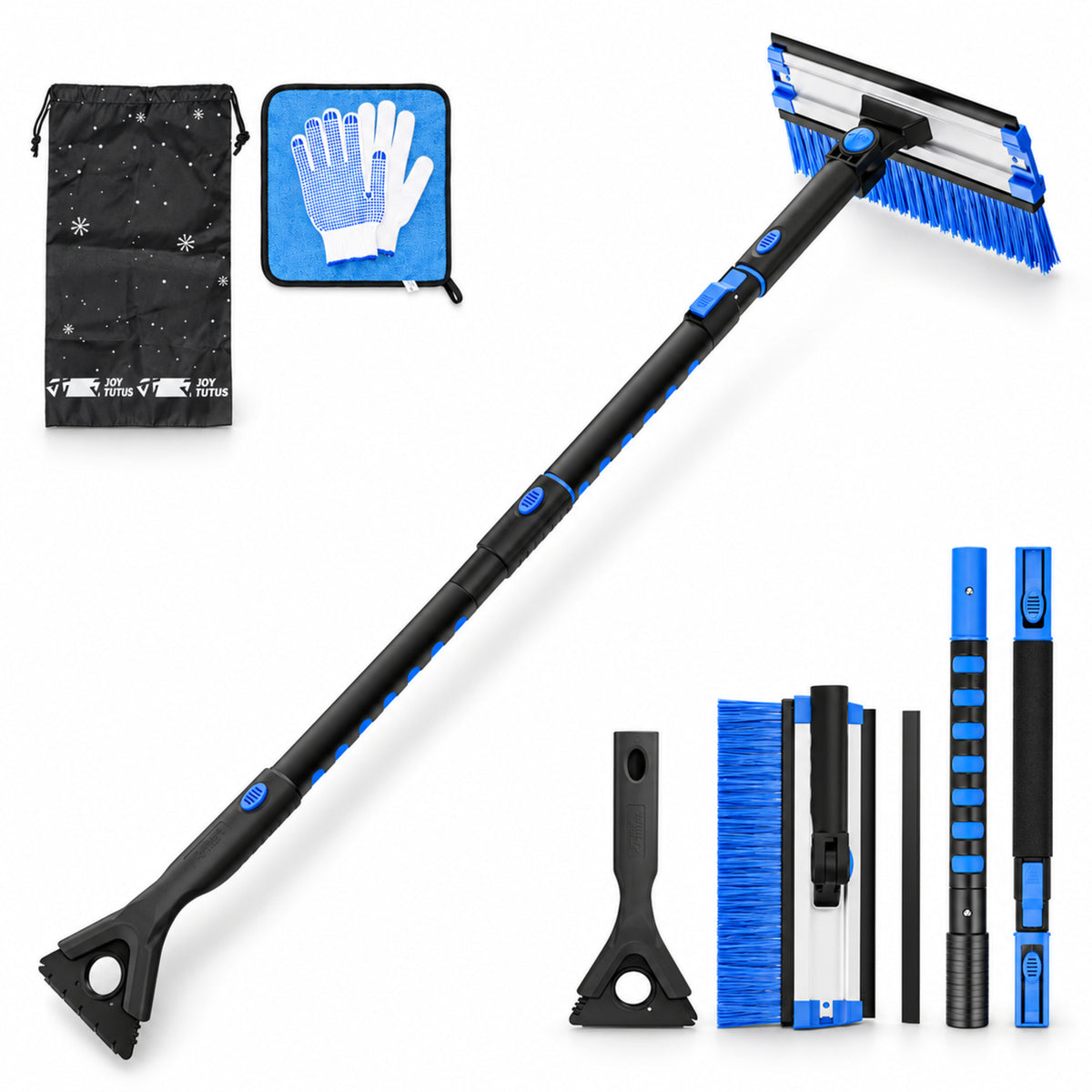 Extendable Snow Brush and Ice Scraper, 270° Pivoting Snow Scraper Brush for Car Windshield