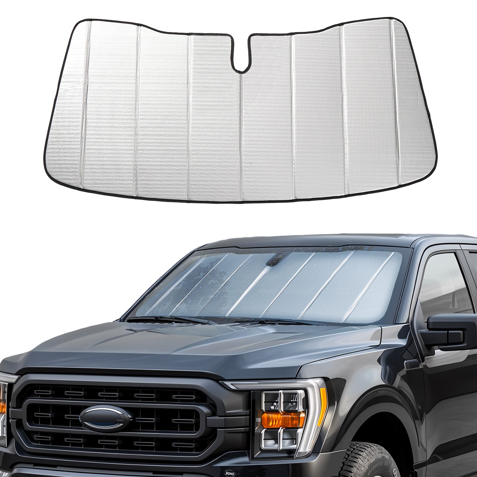Custom Fit Rigid KT Board Windshield Sun Shade for Ford F-150, F-250 & F-350 (2015–2026)