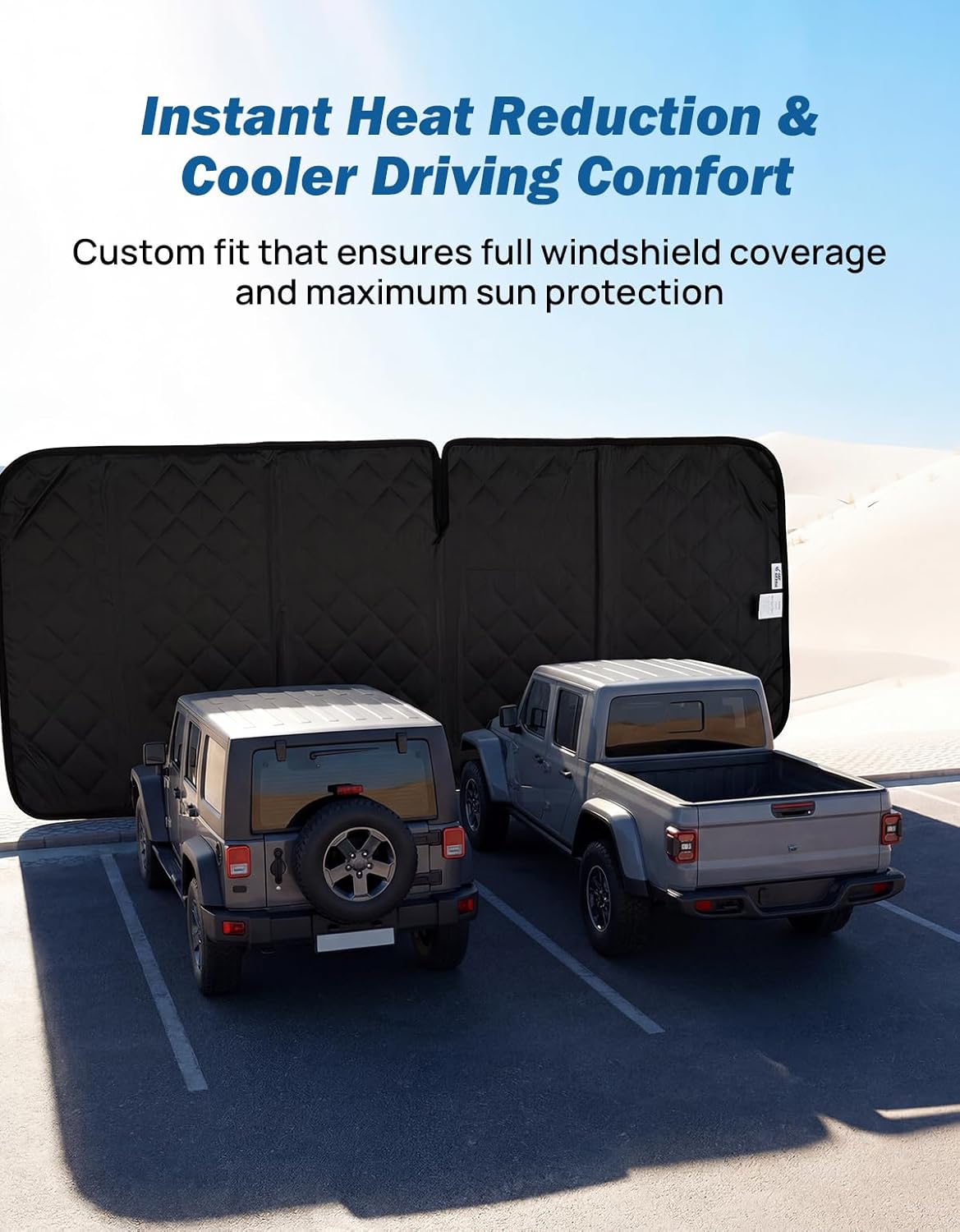 Custom Fit Windshield Sun Shade for Jeep Wrangler JK/JL (2007–2026) & Gladiator JT (2020–2026)