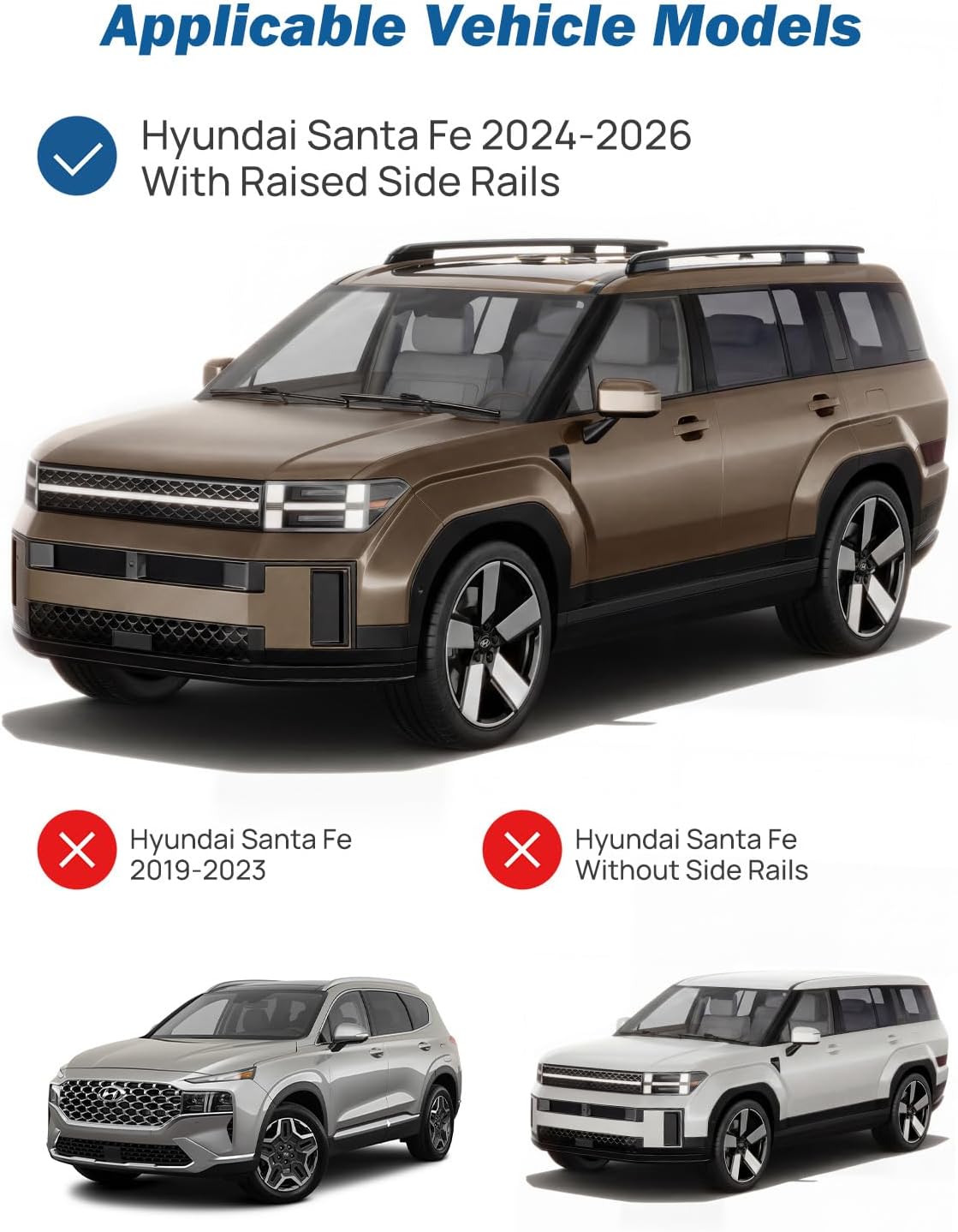 JOYTUTUS Lockable Roof Rack Cross Bars Compatible with Hyundai Santa Fe 2024 2025