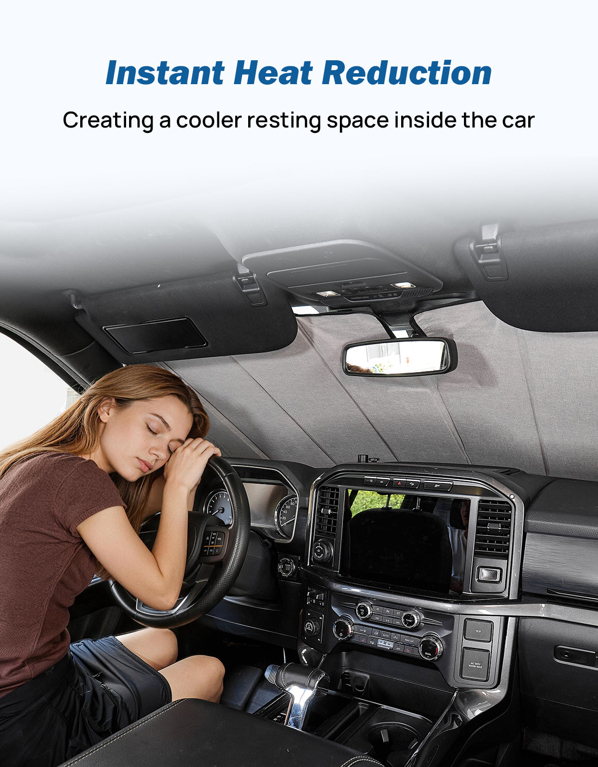 Custom Fit Rigid KT Board Windshield Sun Shade for Ford F-150, F-250 & F-350 (2015–2026)