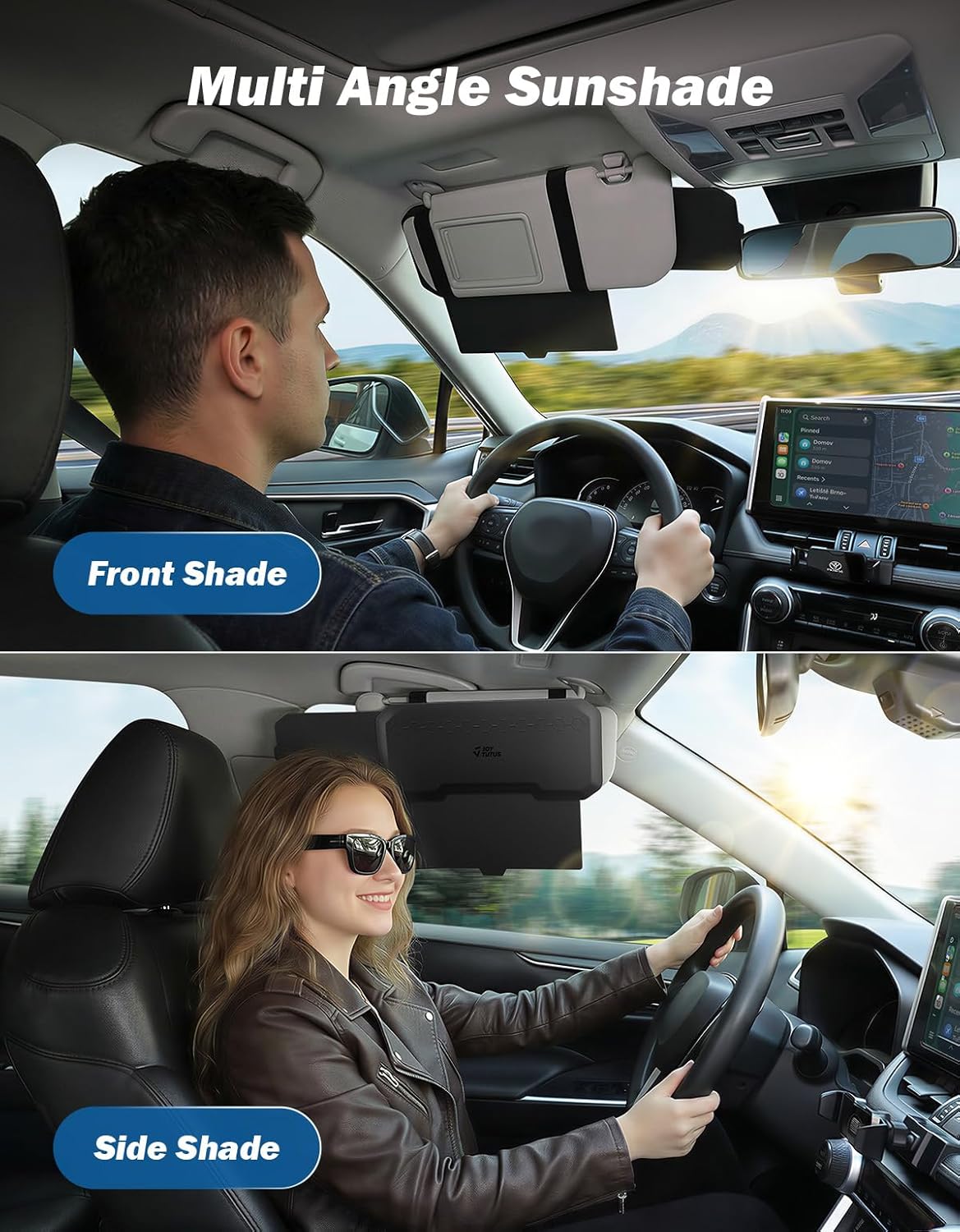 JOYTUTUS Car Sun Visor Extender, Adjustable Sun Visor Extension for Cars, Protects from Anti-Glare, UV Rays Sun Blocker Car Sun Visor Attachment