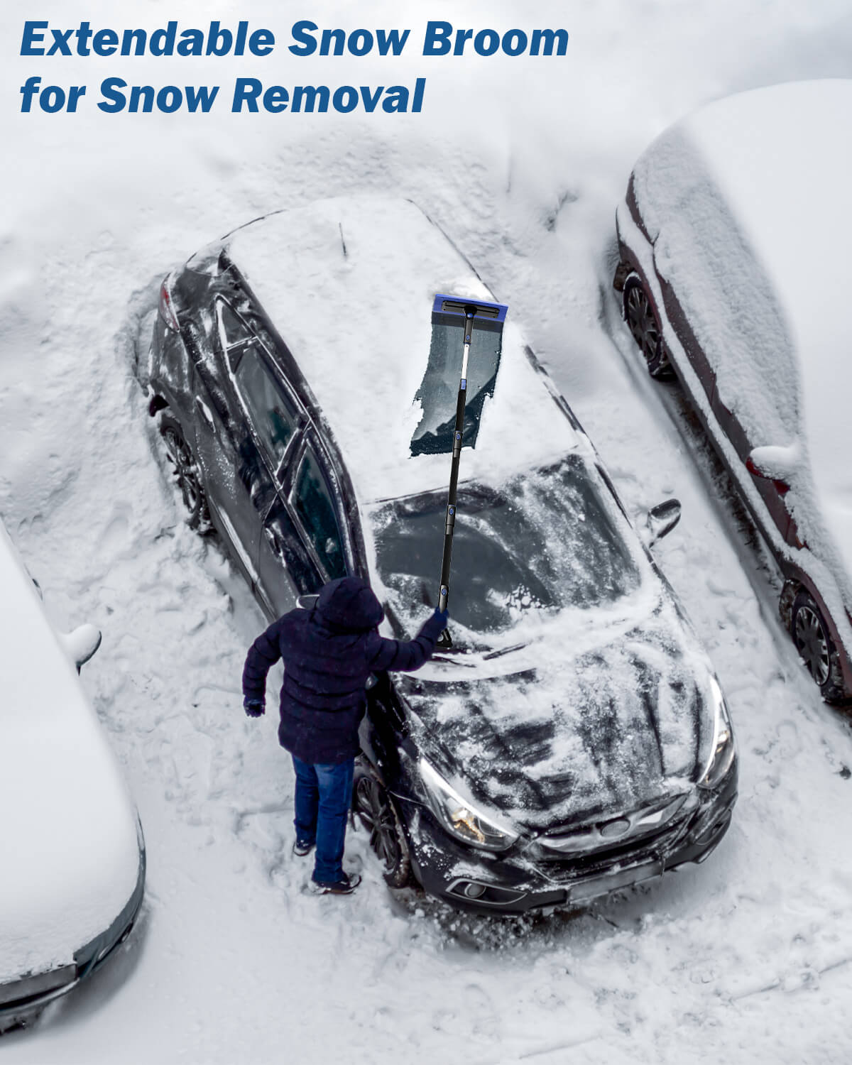 61" Adjustable Snow Brush and Ice Scraper Extendable for Car