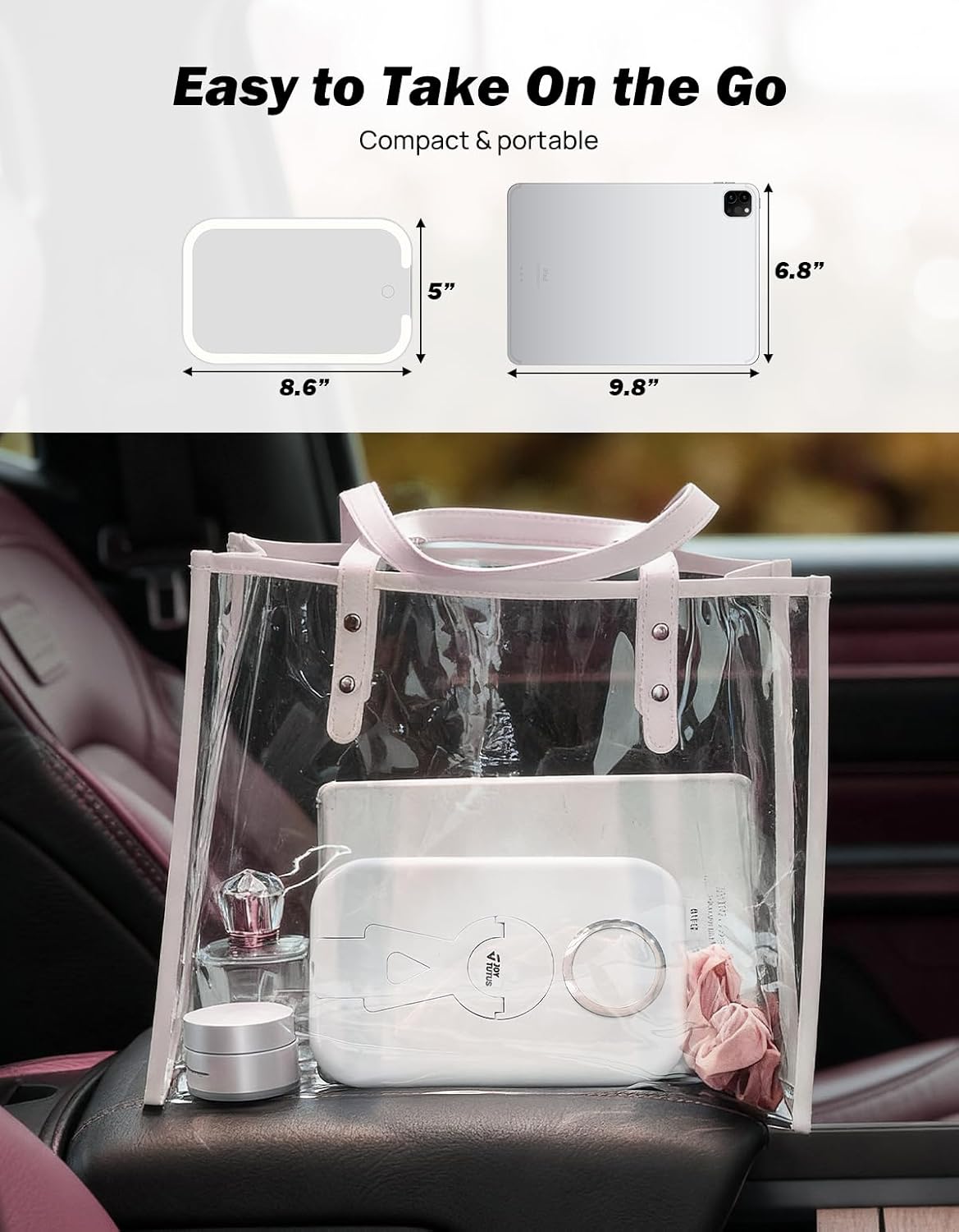 Car Vanity Mirror with Lights, Suction Cup Rechargeable 3 Modes