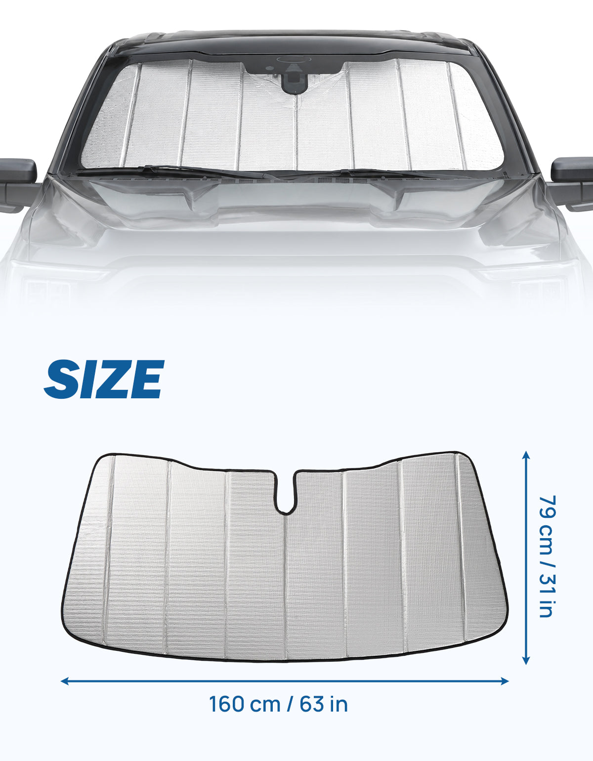 Custom Fit Rigid KT Board Windshield Sun Shade for Ford F-150, F-250 & F-350 (2015–2026)