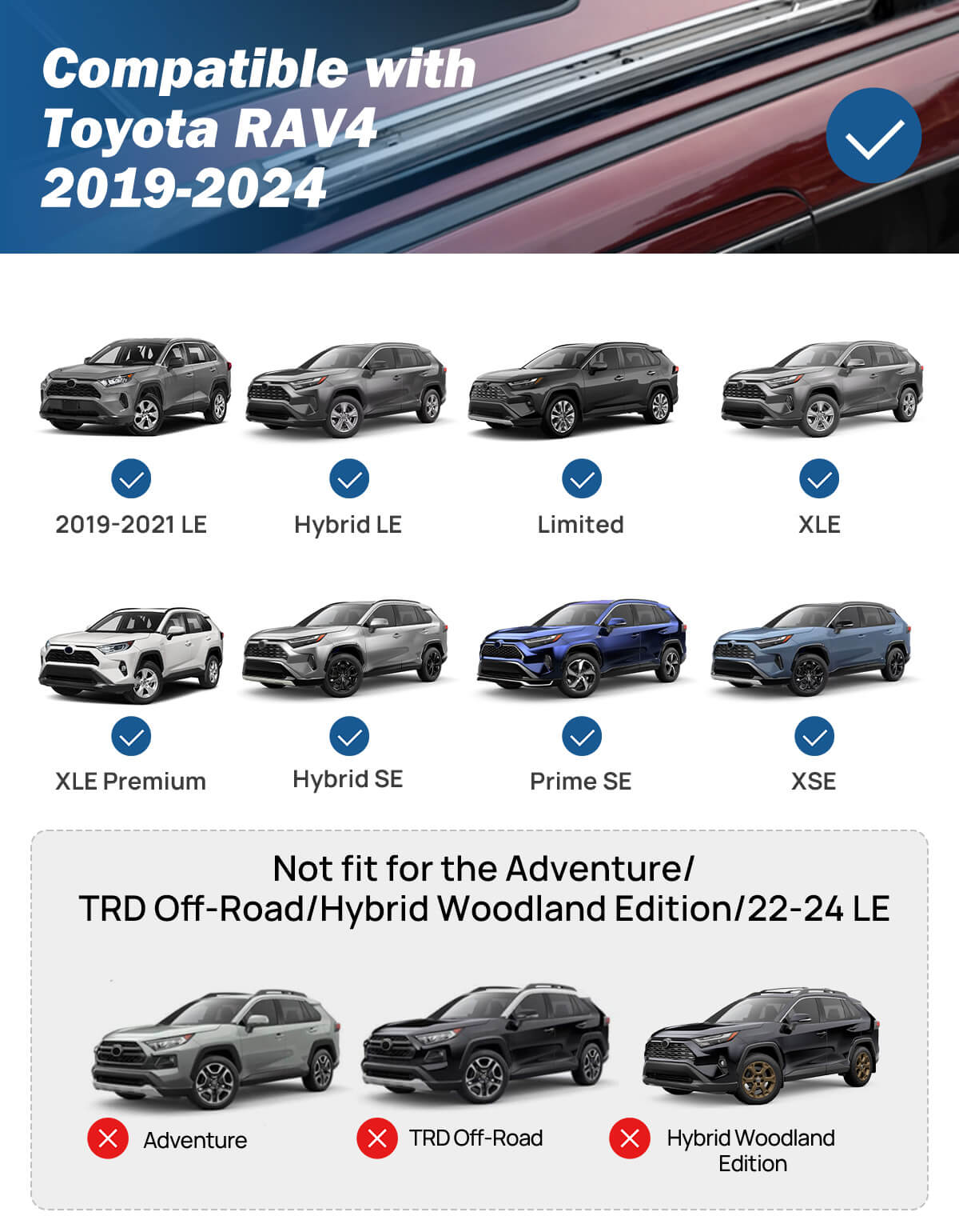 Lockable Roof Rack Cross Bars for RAV4 2019–2025 w/ Side Rails