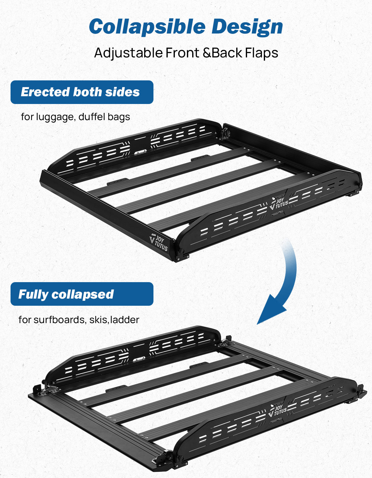 Folding Aluminum Roof Basket – 48" × 42" Cargo Carrier (220 lbs Capacity)