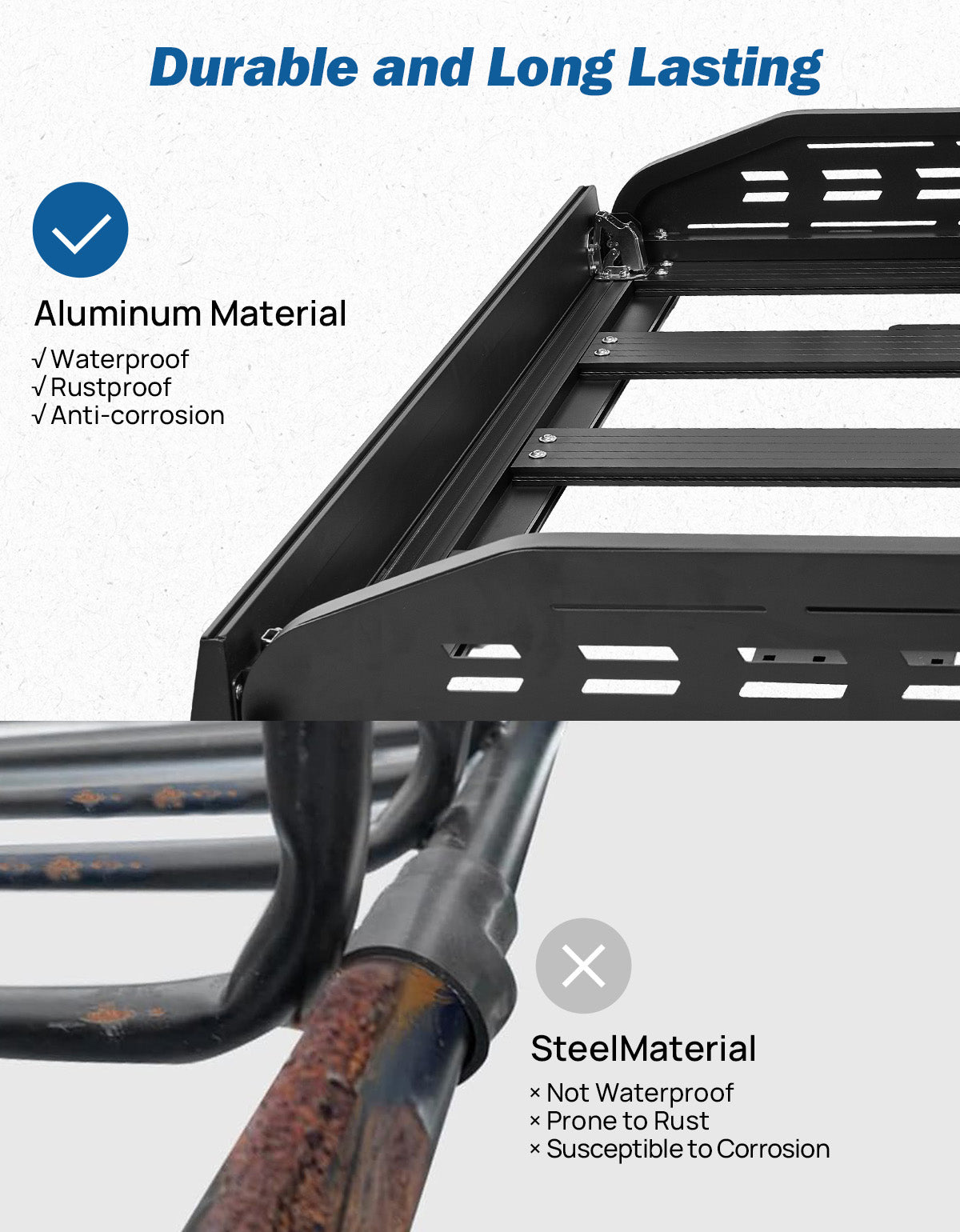 Folding Aluminum Roof Basket – 48" × 42" Cargo Carrier (220 lbs Capacity)