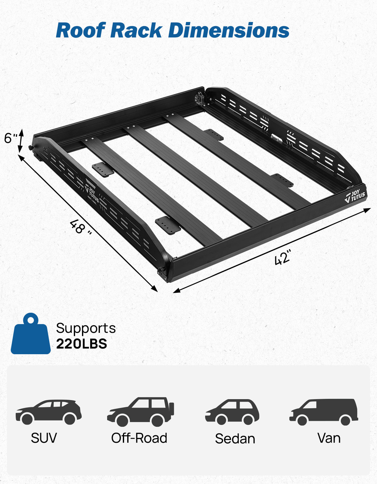 Folding Aluminum Roof Basket – 48" × 42" Cargo Carrier (220 lbs Capacity)
