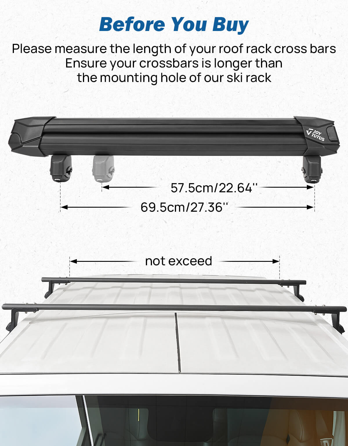 Universal Lockable Ski & Snowboard Roof Rack, 6 Skis / 4 Boards