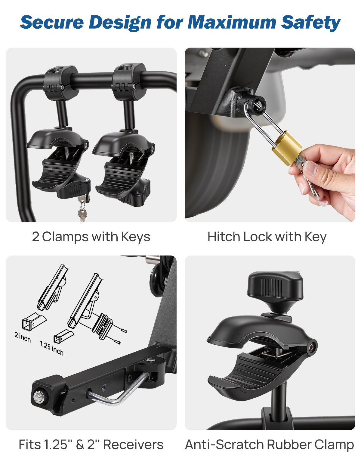 2-Bike Hitch Bike Rack for SUVs, Trucks & Cars, Folding & Tilting Platform Rack, Fits 1.25" & 2" Hitch Receivers