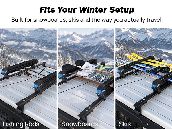 Joytutus snowboard rack built for snowboards, skis, fishing rods, and more.
