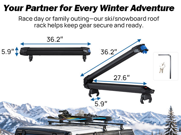 car ski rack dimensions
