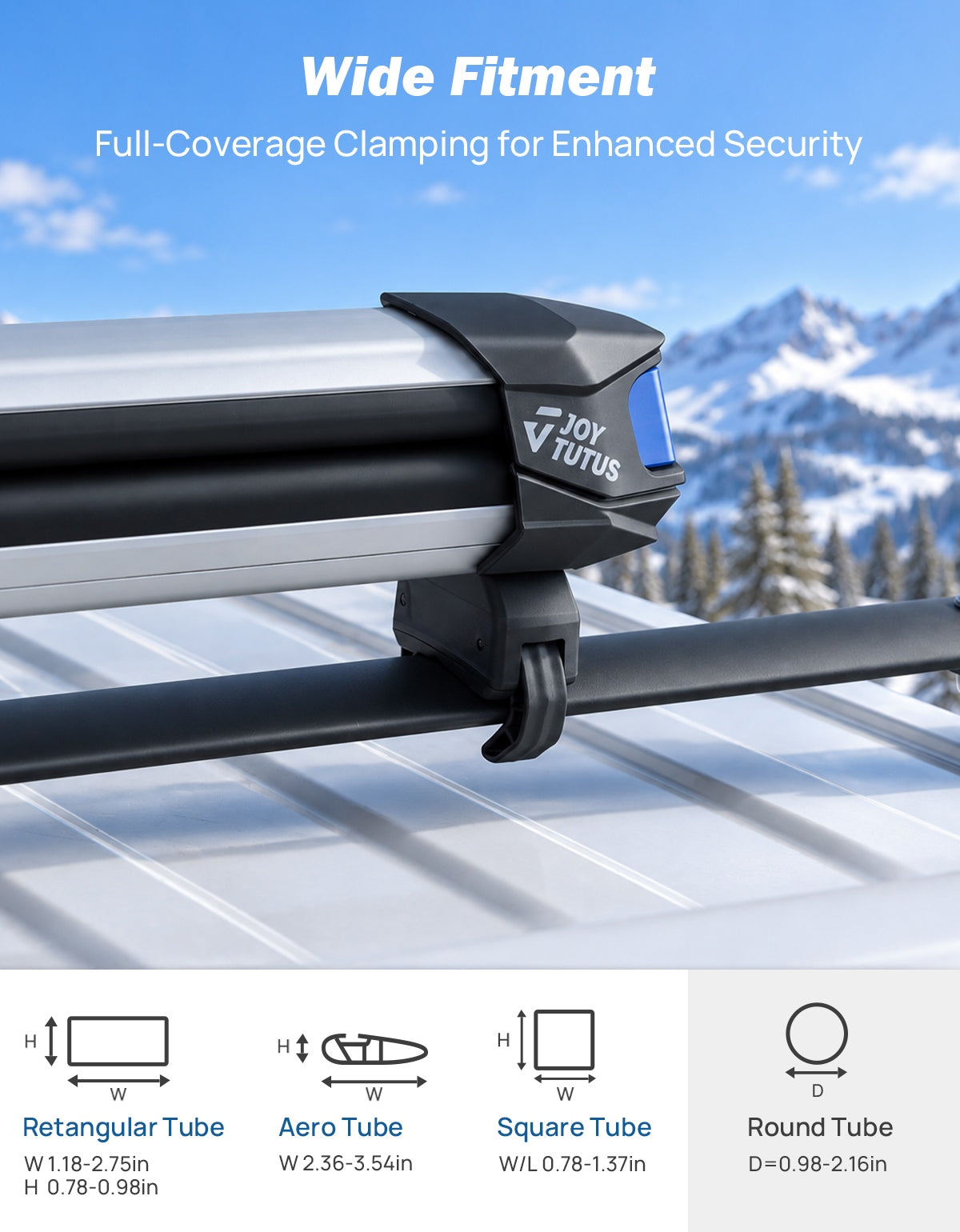 Joytutus ski roof rack clamp to the Jeep crossbar