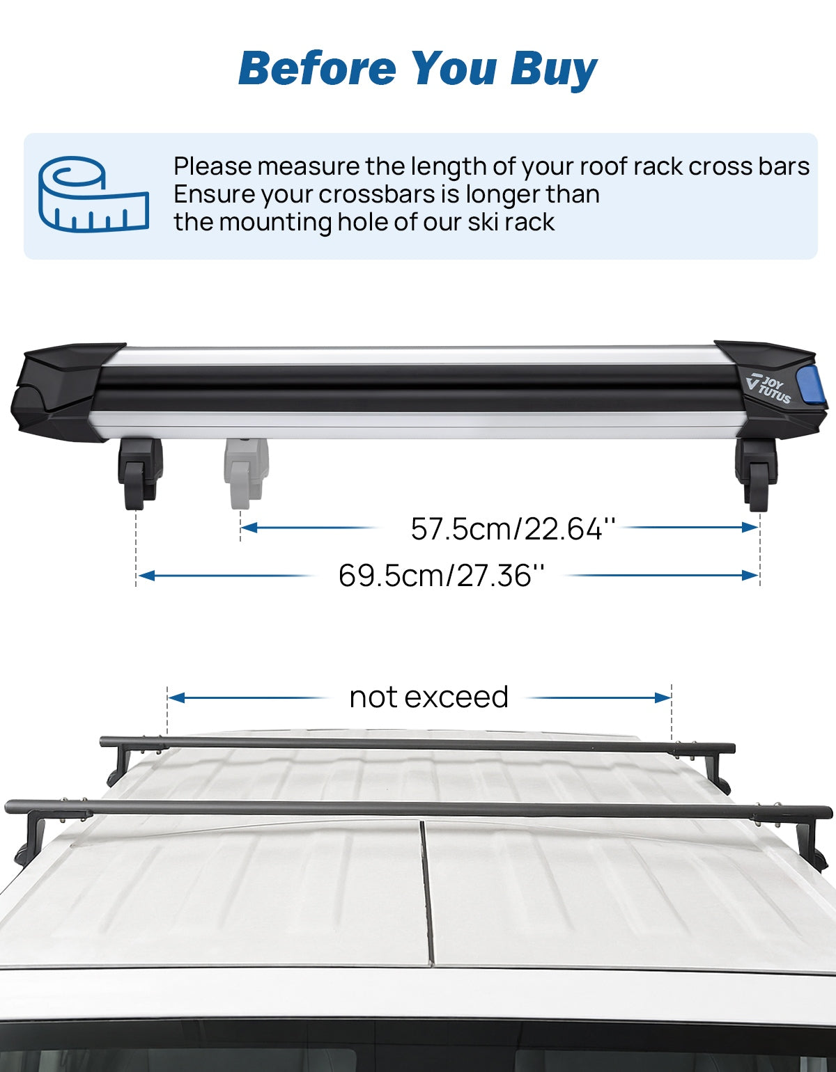Measure your length of roof rack for the car