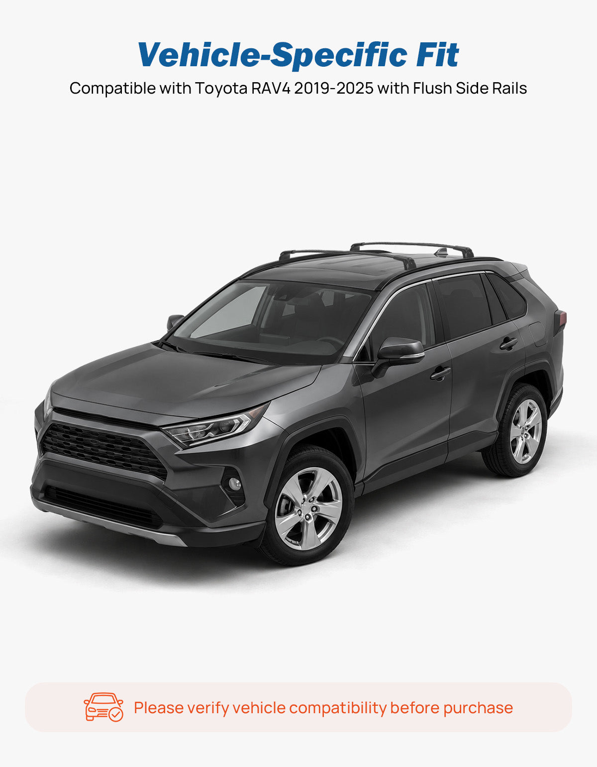 300LBS Roof Rack Cross Bars for Toyota RAV4 2019–2025, Hidden Tie-Down, Lockable Aluminum