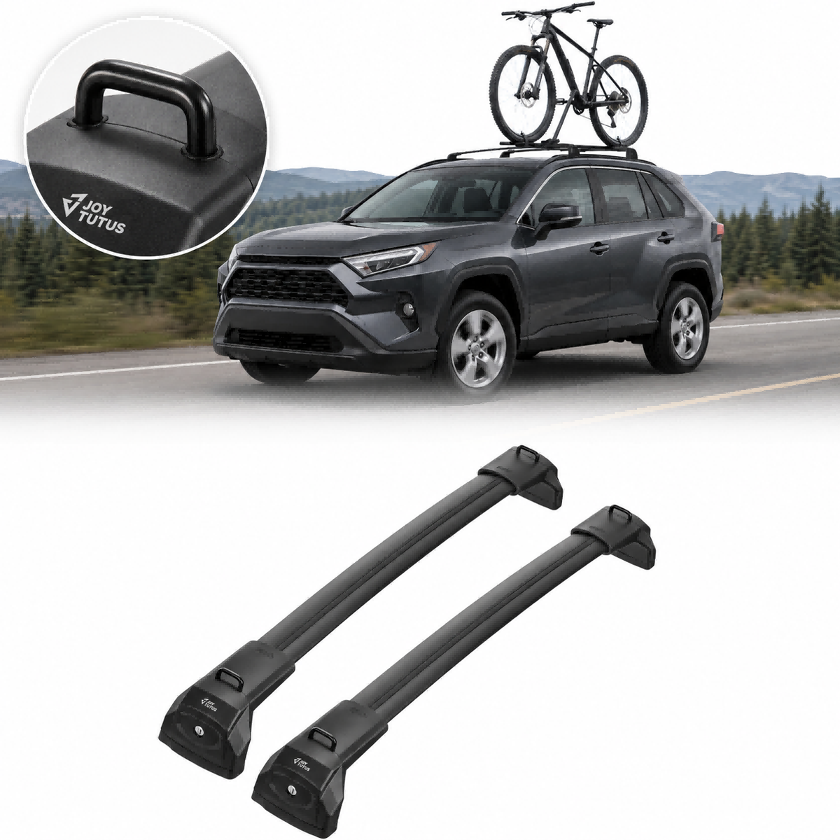 300LBS Roof Rack Cross Bars for Toyota RAV4 2019–2025, Hidden Tie-Down, Lockable Aluminum