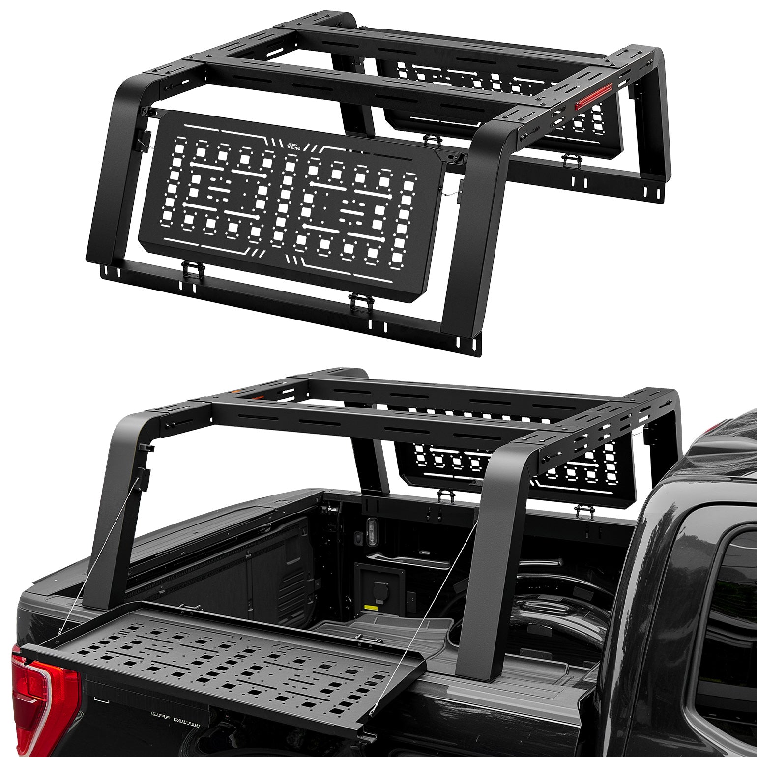 Tactical Fold-Down Truck Bed Rack | MOLLE Overland Rack for Full-Size Trucks