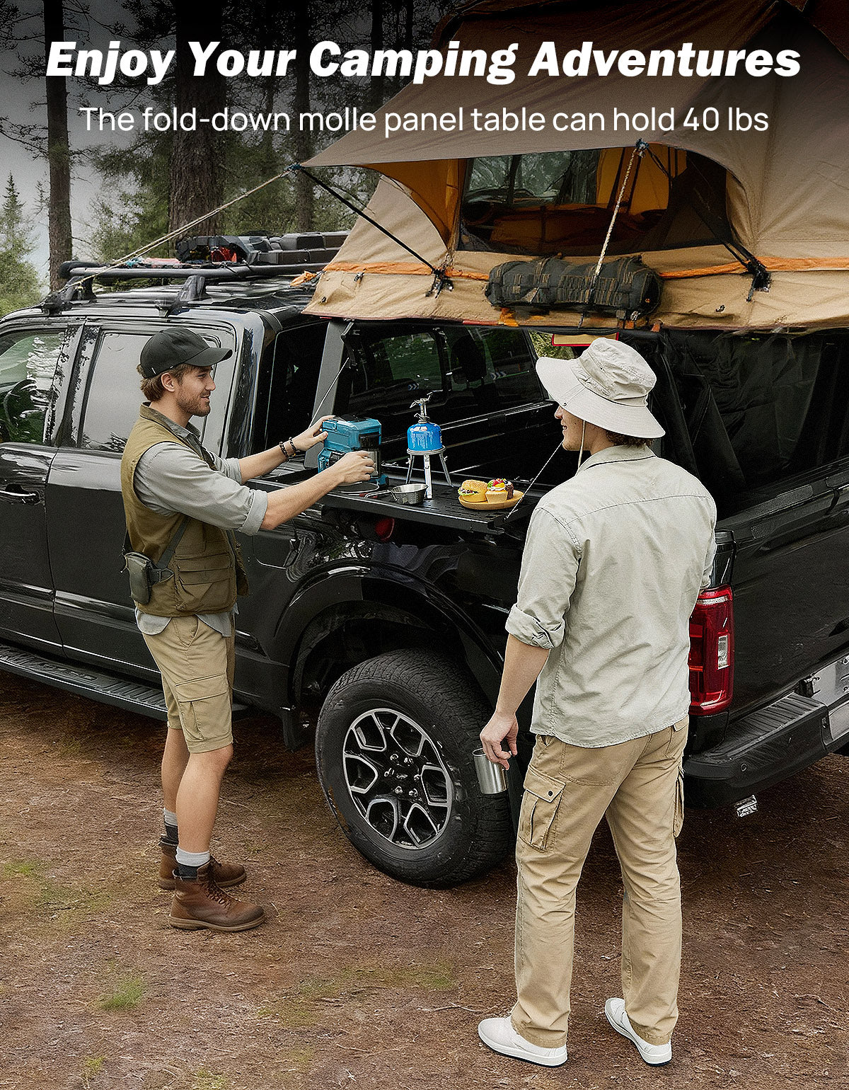 Tactical Fold-Down Truck Bed Rack | MOLLE Overland Rack for Full-Size Trucks
