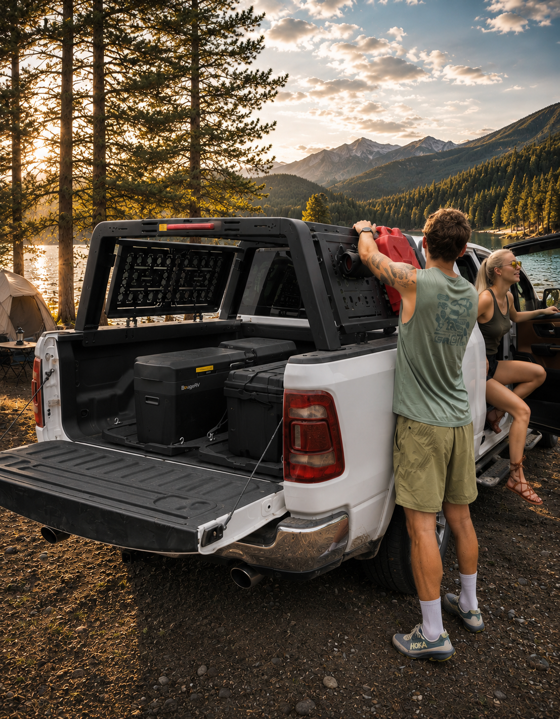 Tactical Fold-Down Truck Bed Rack | MOLLE Overland Rack for Full-Size Trucks