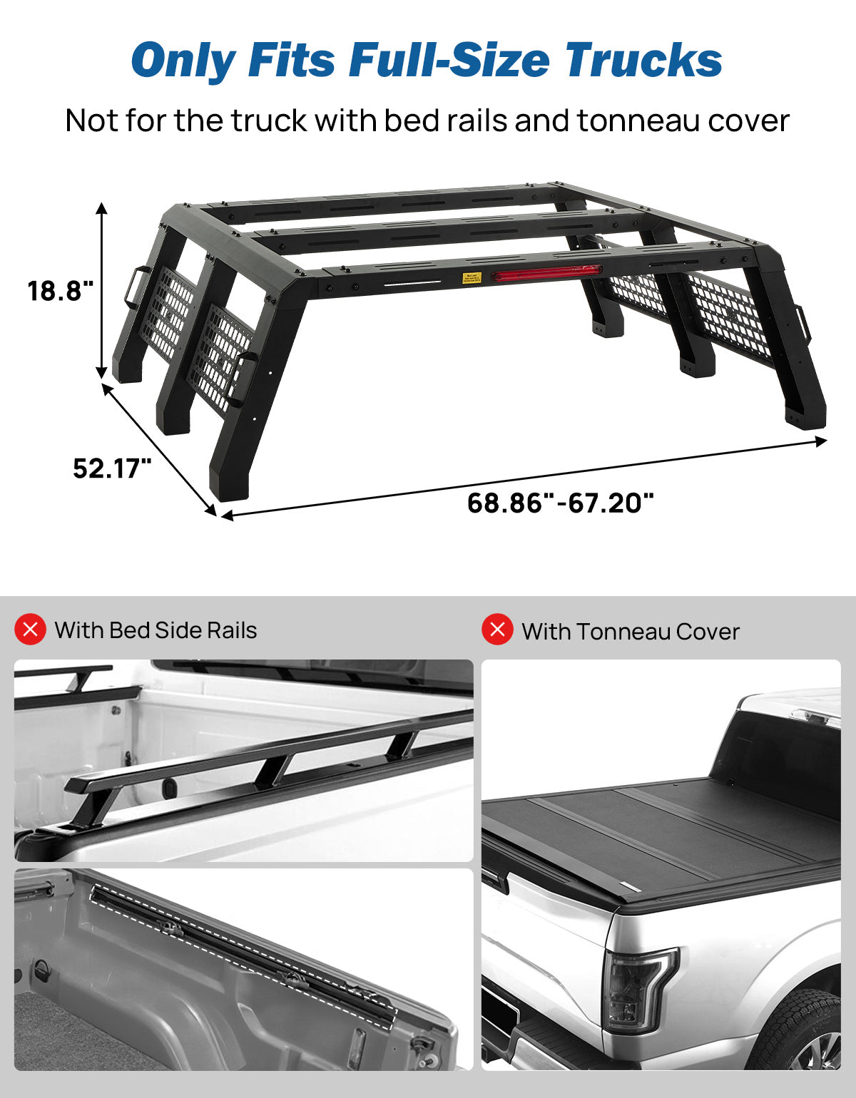 NightRunner Rack with LED Brake Light | Full-Size Overland Rack for F150 & Ram