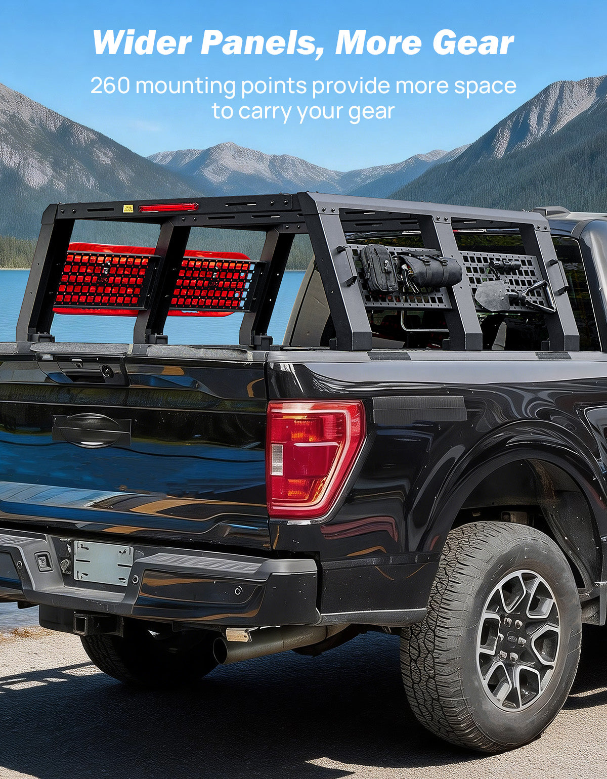 NightRunner Rack with LED Brake Light | Full-Size Overland Rack for F150 & Ram