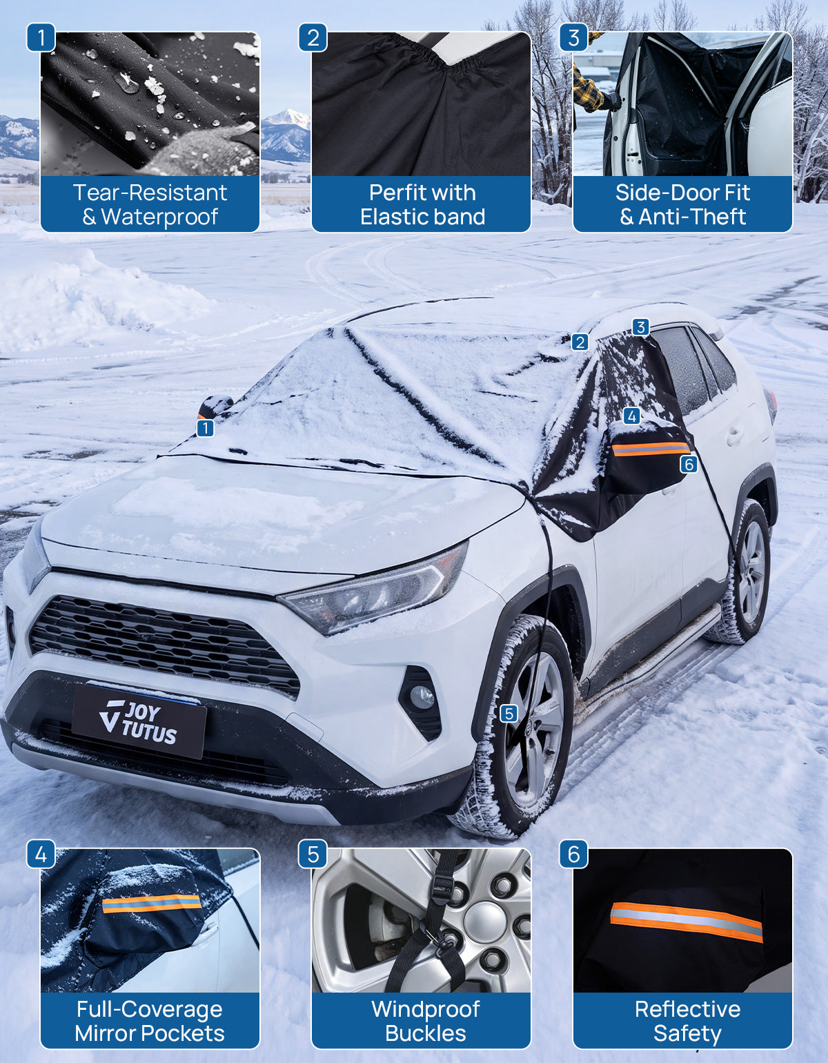 SUV Windshield Snow Cover with Side Window & Mirror Protection