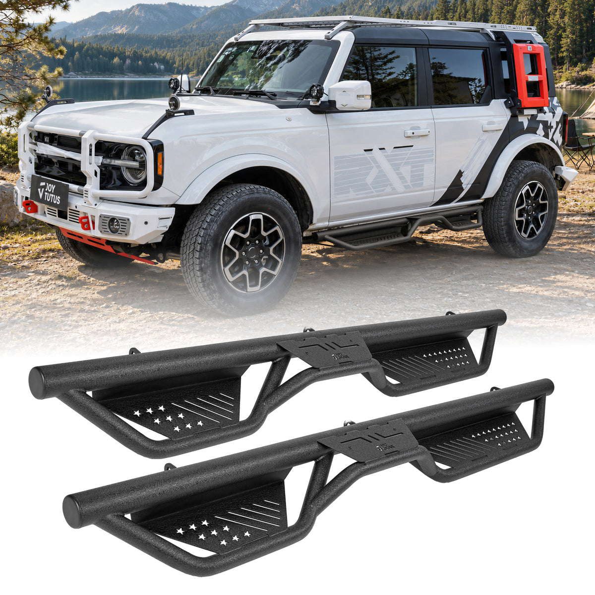 Running Boards for 2021–2026 Ford Bronco 4-Door, 6.2-Inch Dual-Tube Side Steps