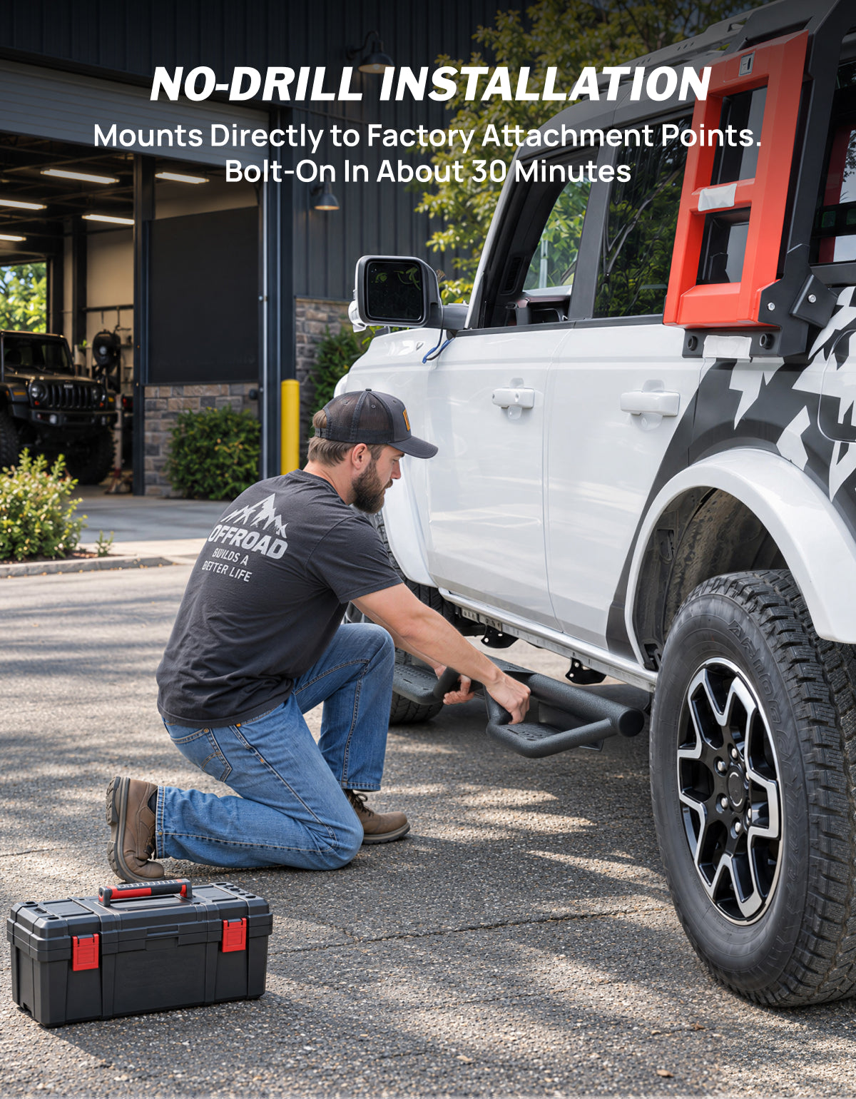 Running Boards for 2021–2026 Ford Bronco 4-Door, 6.2-Inch Dual-Tube Side Steps