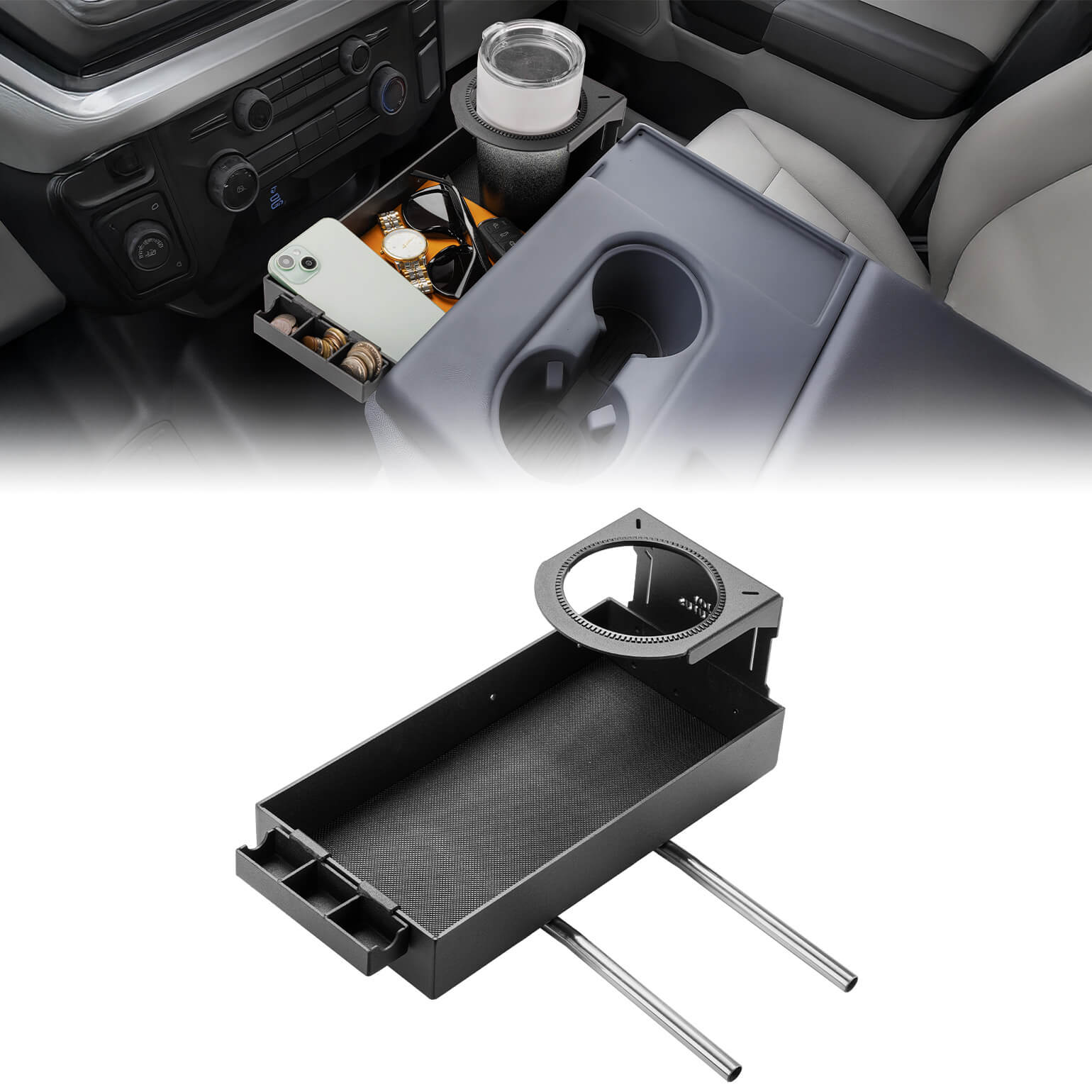 Aluminum Jump Seat Organizer for Ford F-150–F-650 Trucks 2011–2025