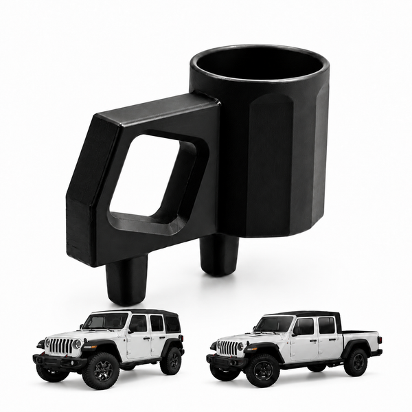 2-in-1 Cup Holder for Jeep Wrangler JL & Gladiator, Fits 18–40 oz Bottles