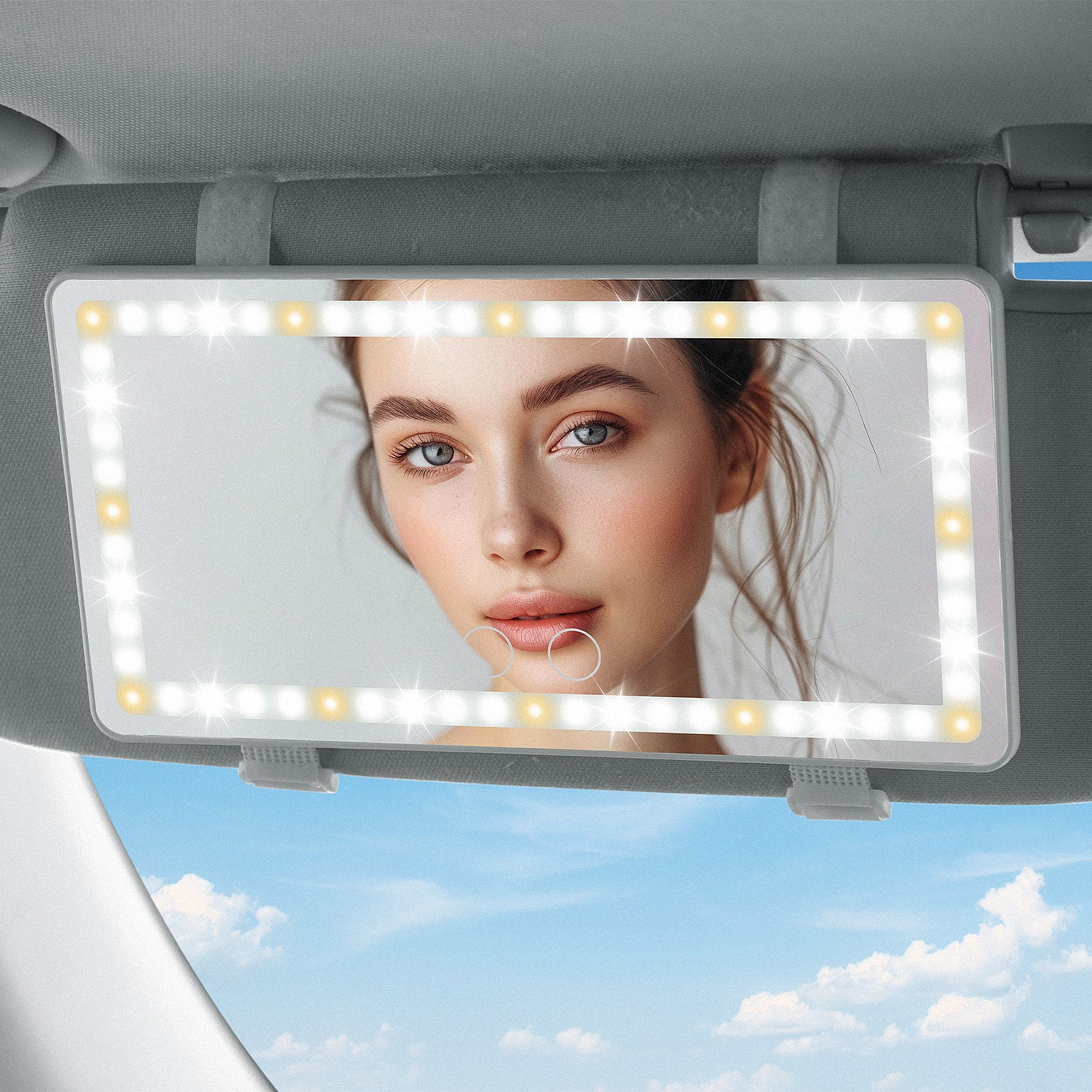 Car Sun Visor Vanity Mirror with Lights | 3 Light Modes & 60 LEDs