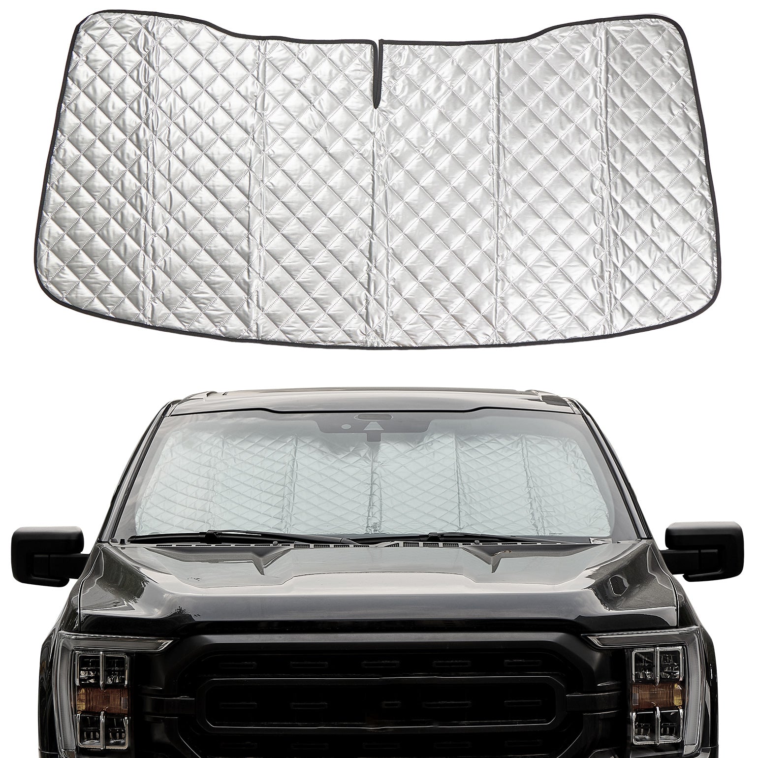 Custom Fit Steel Rod Windshield Sun Shade for Ford F-150, F-250 & F-350 (2015–2026)