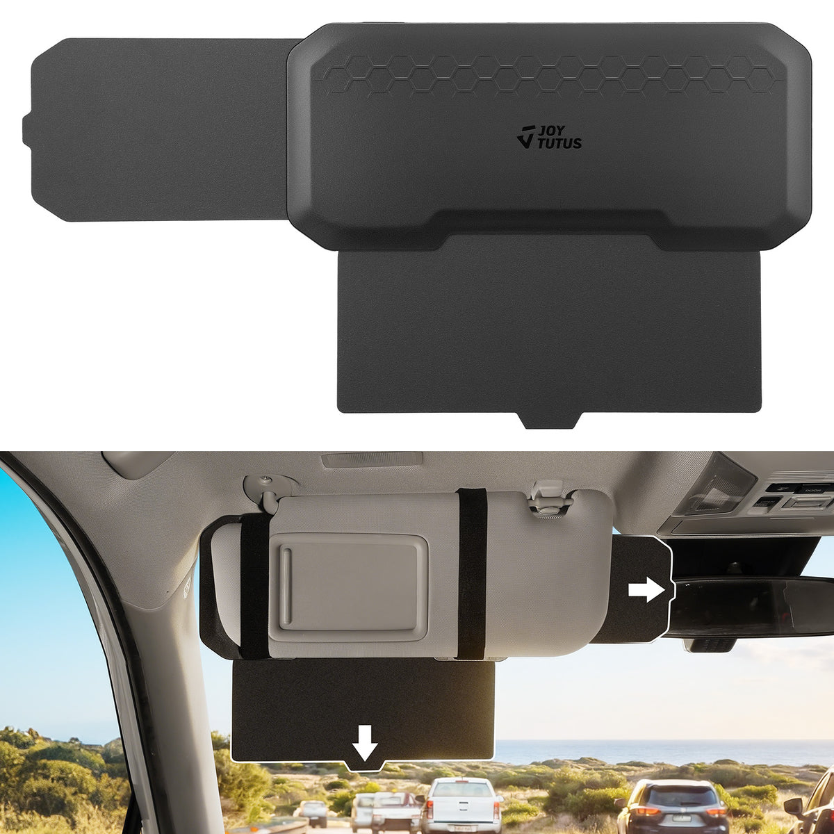 Adjustable Car Sun Visor Extender – 3-Way Anti-Glare Sun Blocker, Black