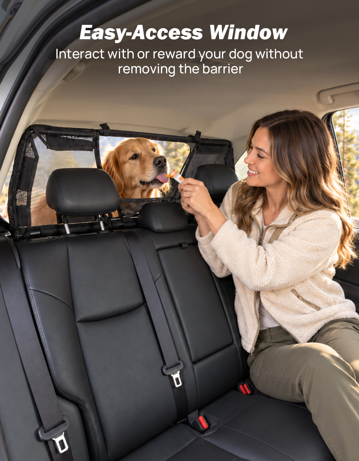 2026 Upgraded Dog Car Barrier with Zippered Mesh Window